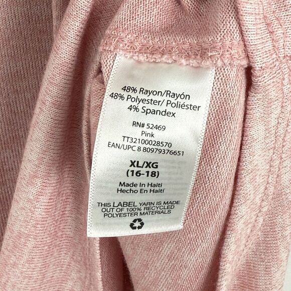 Time & Tru Top Womens Size XL Pink Knit Round Neck Round Hem Long Sleeve - Picture 13 of 16